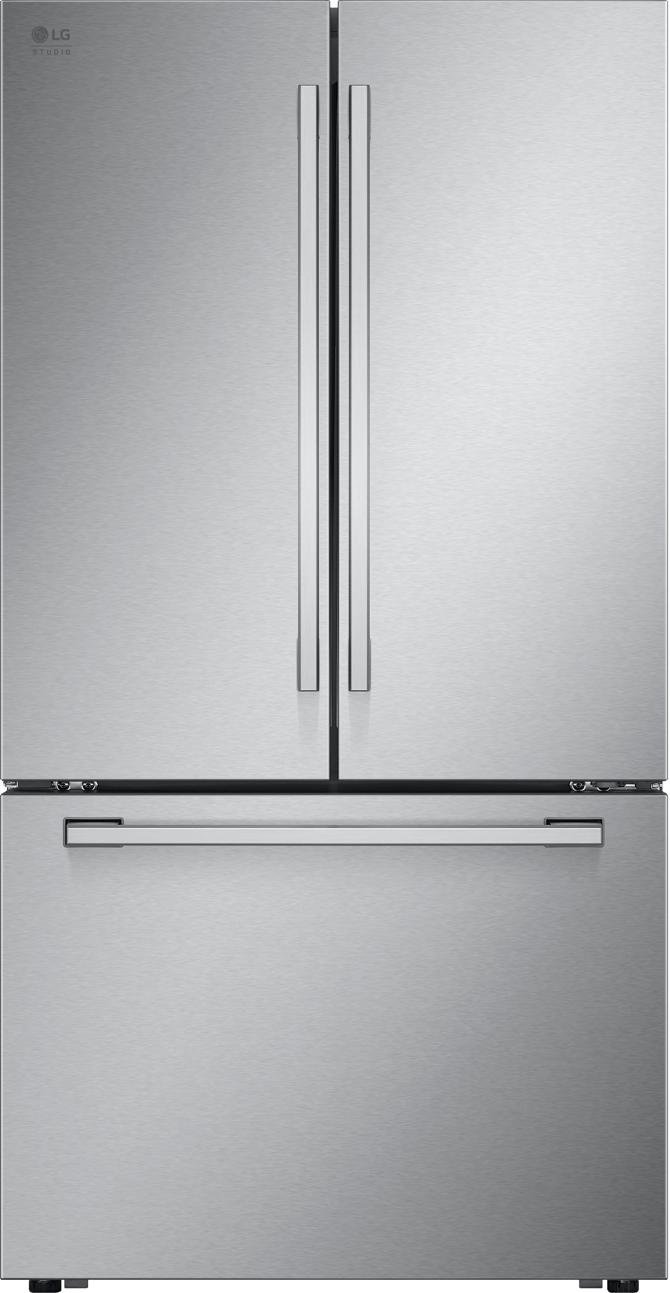 LG - STUDIO Counter-Depth MAX 26.5 Cu. Ft. French Door Smart Refrigerator with Internal Water Dispenser - Stainless Steel - Front_Zoom