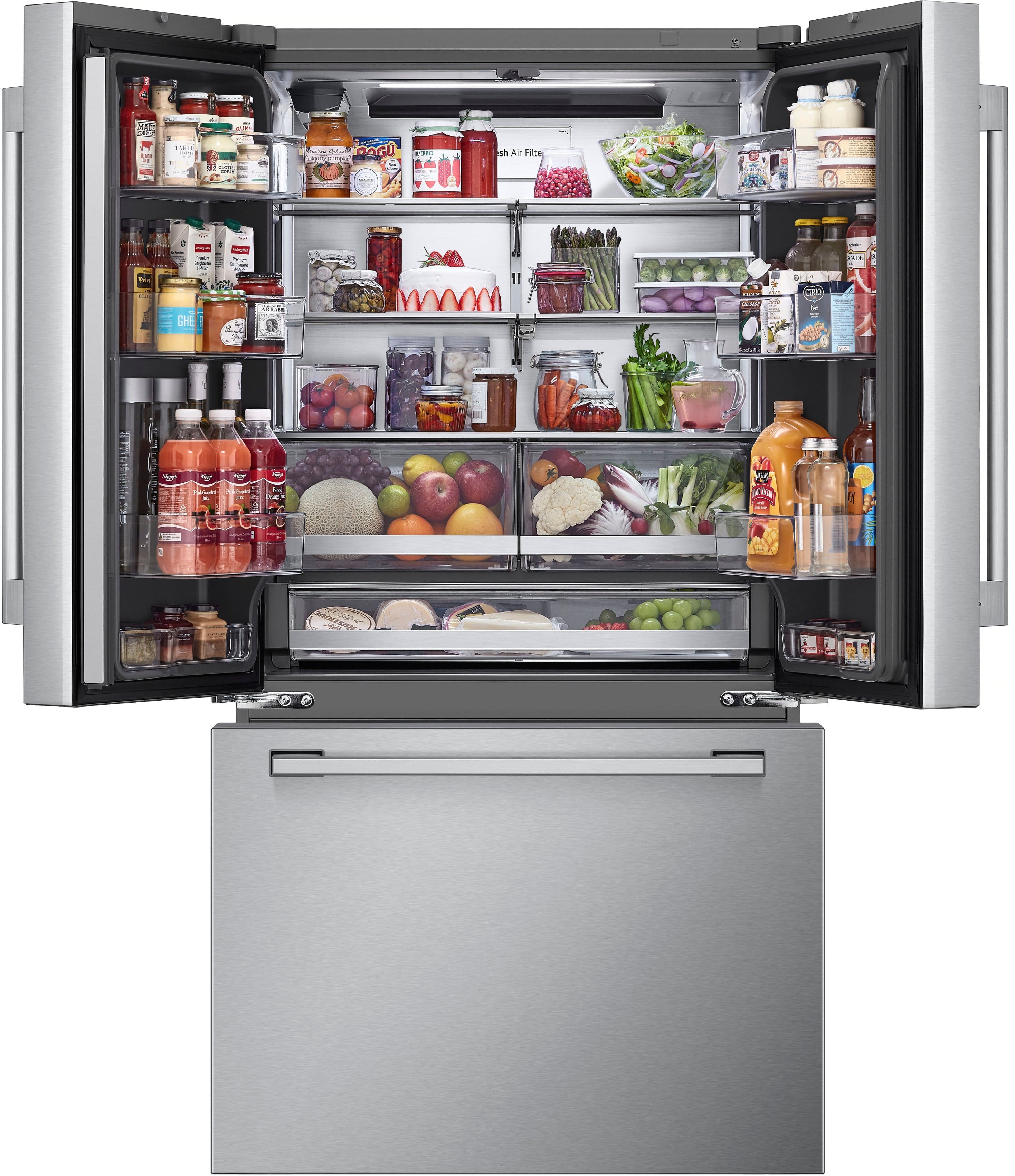 Alt View 2. LG - STUDIO Counter-Depth MAX 26.5 Cu. Ft. French Door Smart Refrigerator with Internal Water Dispenser - Printproof Stainless Steel.