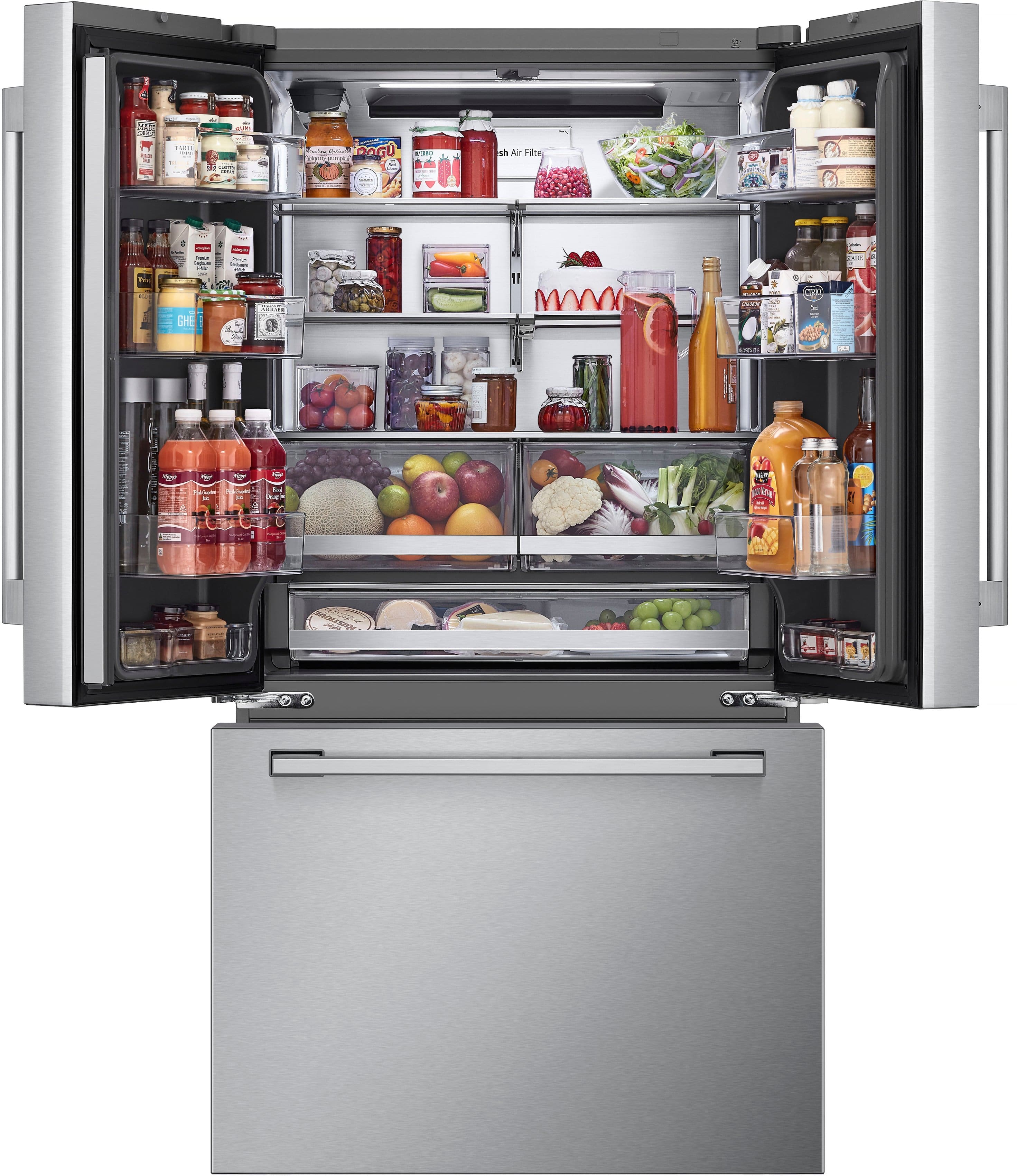 Alt View 3. LG - STUDIO Counter-Depth MAX 26.5 Cu. Ft. French Door Smart Refrigerator with Internal Water Dispenser - Printproof Stainless Steel.