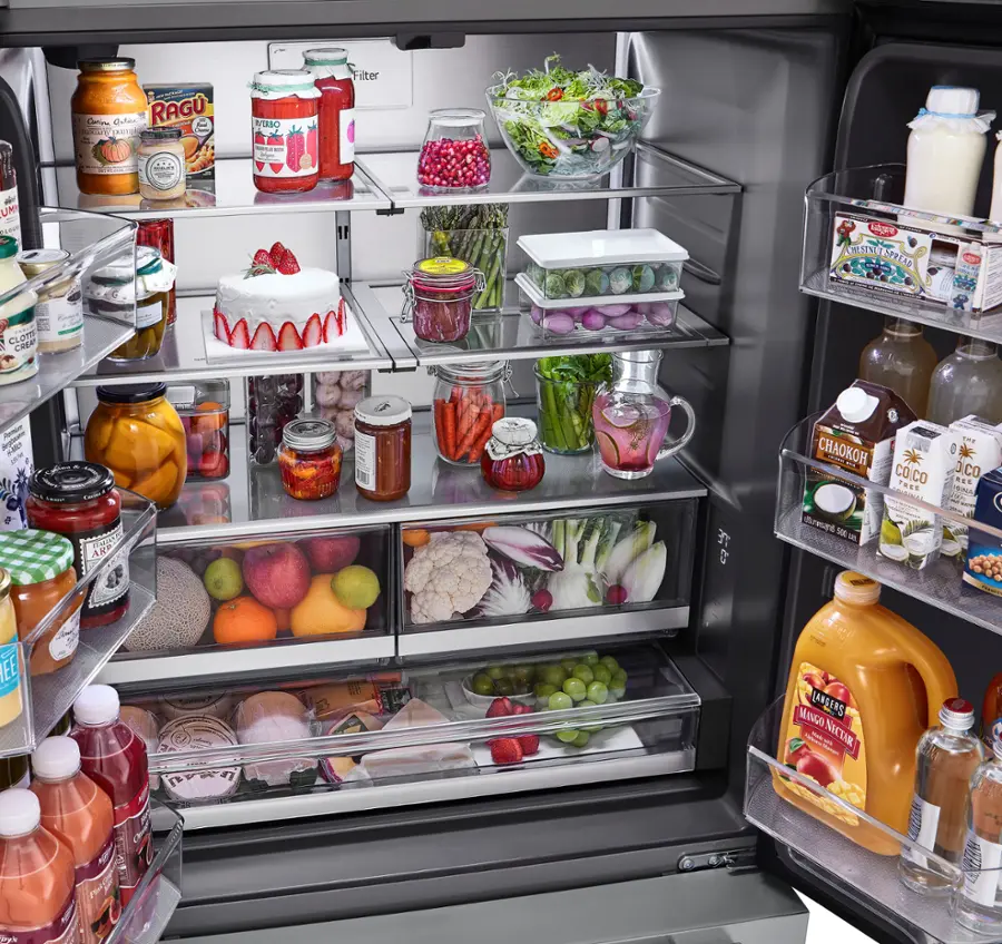 Alt View 5. LG - STUDIO Counter-Depth MAX 26.5 Cu. Ft. French Door Smart Refrigerator with Internal Water Dispenser - Printproof Stainless Steel.