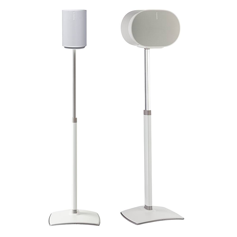 Front. SANUS Elite - Adjustable-Height Speaker Stands for Sonos Era 100 and 300 Speakers (Pair) - White.