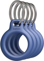 Angle. Belkin - Secure holder with Key Ring, Scratch Resistant, Protective AirTag Keychain for Apple AirTag - 4-Pack - Blue.