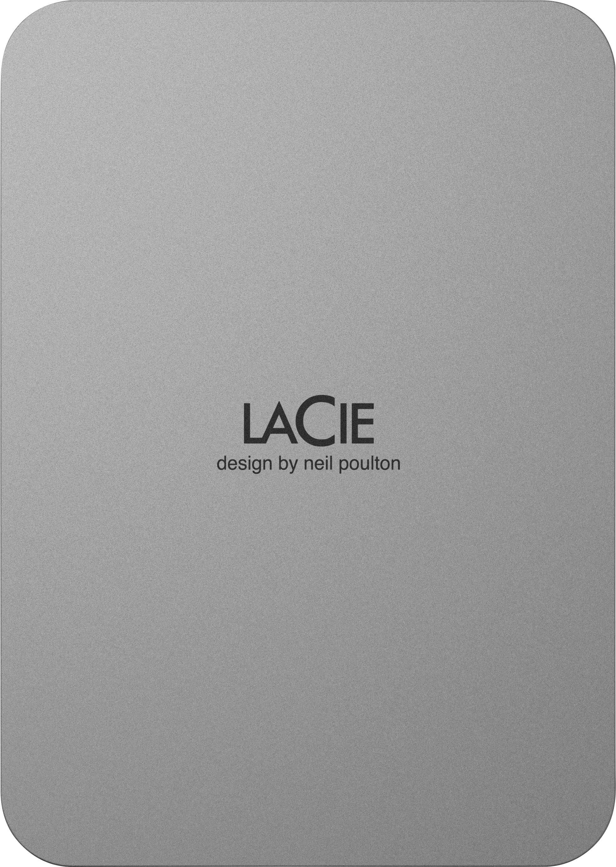 Angle View: LaCie - Mobile 2TB External USB-C 3.2 Portable Hard Drive with Rescue Data Recovery Services - Moon Silver