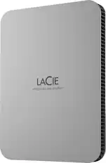 Front. LaCie - Mobile 2TB External USB-C 3.2 Portable Hard Drive with Rescue Data Recovery Services - Moon Silver.