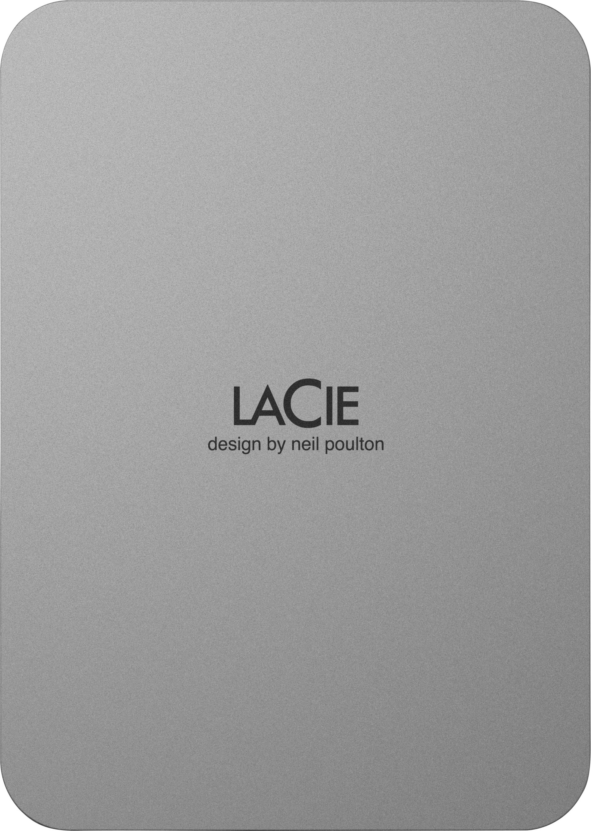 Angle View: LaCie - Mobile 5TB External USB-C 3.2 Portable Hard Drive with Rescue Data Recovery Services - Moon Silver