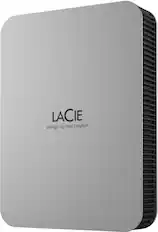 Front. LaCie - Mobile 5TB External USB-C 3.2 Portable Hard Drive with Rescue Data Recovery Services - Moon Silver.