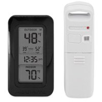 AcuRite - Wireless Digital Thermometer for Indoor and Outdoor Temperature with Clock - White/Black - Front_Zoom
