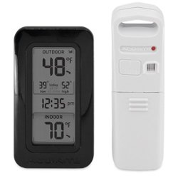 AcuRite - Wireless Digital Thermometer for Indoor and Outdoor Temperature with Clock - Black/White - Front_Zoom