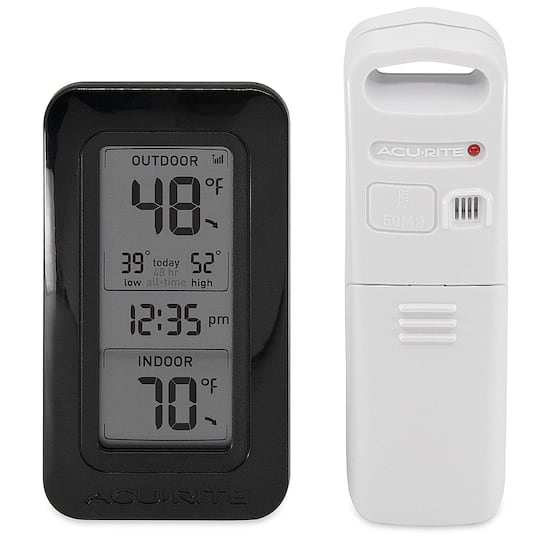 AcuRite Wireless Digital Thermometer for Indoor and Outdoor Temperature with Clock White Black 00835SBL Best Buy