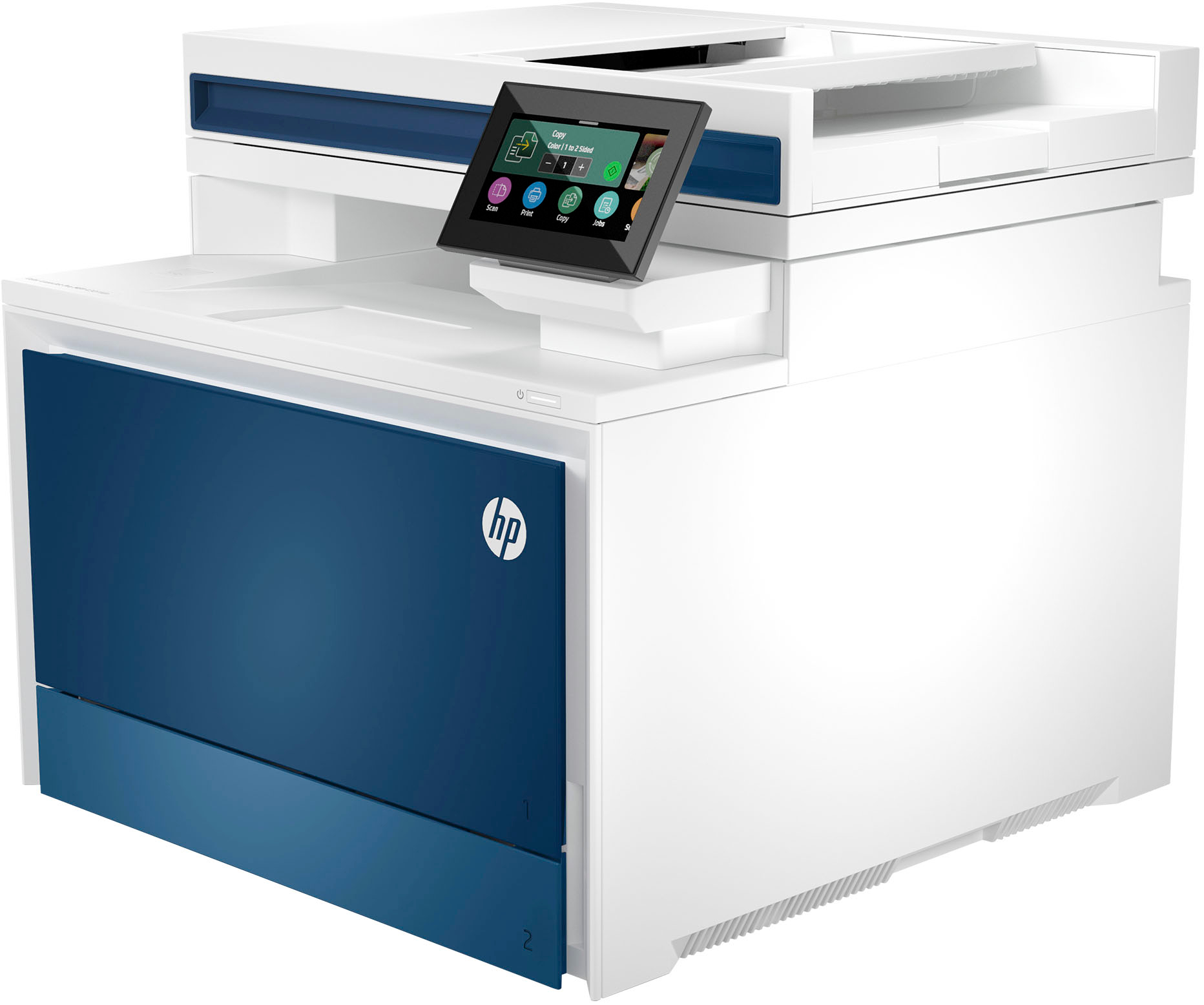 Angle View: HP - LaserJet Pro 4301fdn Color All-in-One Laser Printer - White/Blue