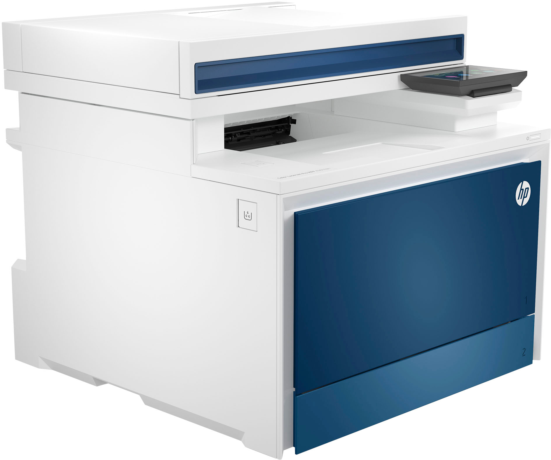 Left View: HP - LaserJet Pro 4301fdn Color All-in-One Laser Printer - White/Blue