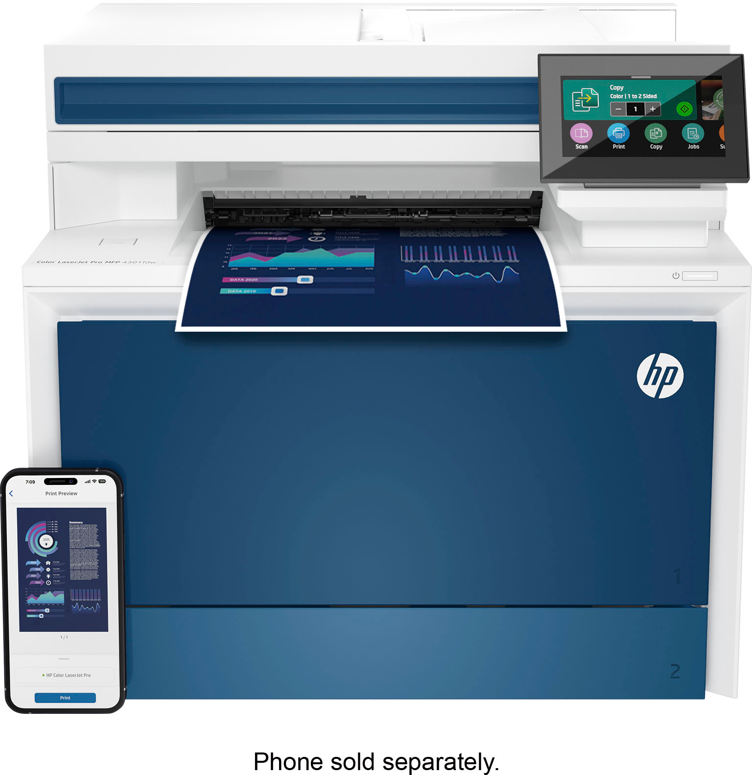 ceja contenido Reflexión HP LaserJet Pro 4301fdw Wireless Color All-in-One Laser Printer White/Blue  4301fdw - Best Buy