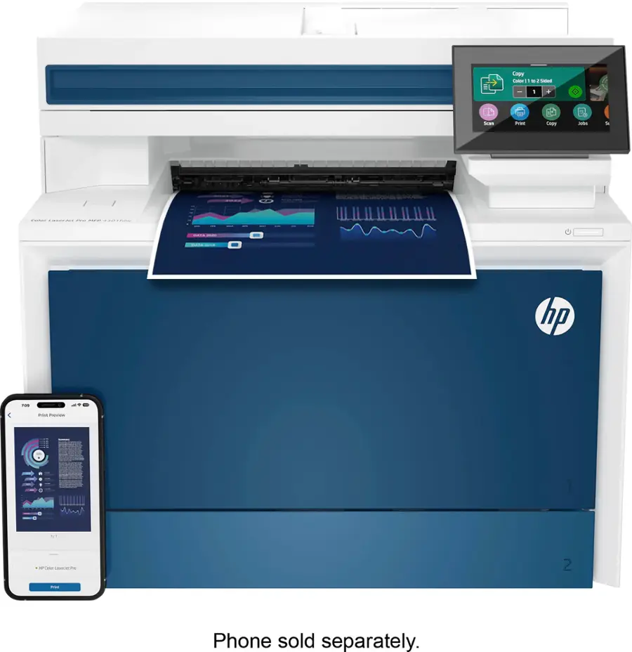 Alt View 13. HP - LaserJet Pro 4301fdw Wireless Color All-in-One Laser Printer - White/Blue.