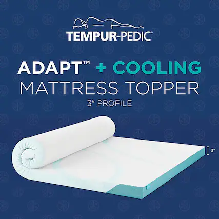 Front. Tempur-Pedic - TEMPUR-Adapt® + Cooling 3" Memory Foam Mattress Topper, Caifornia King - White.