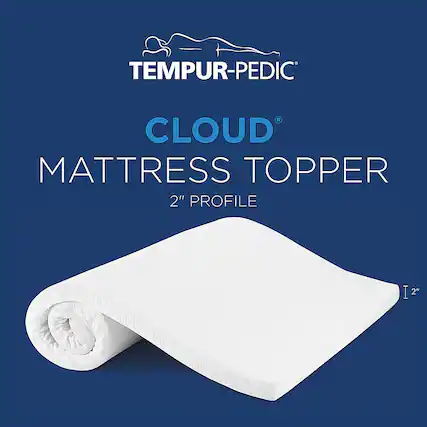 Front. Tempur-Pedic - TEMPUR-Cloud® 2" Memory Foam Mattress Topper, Full - White.