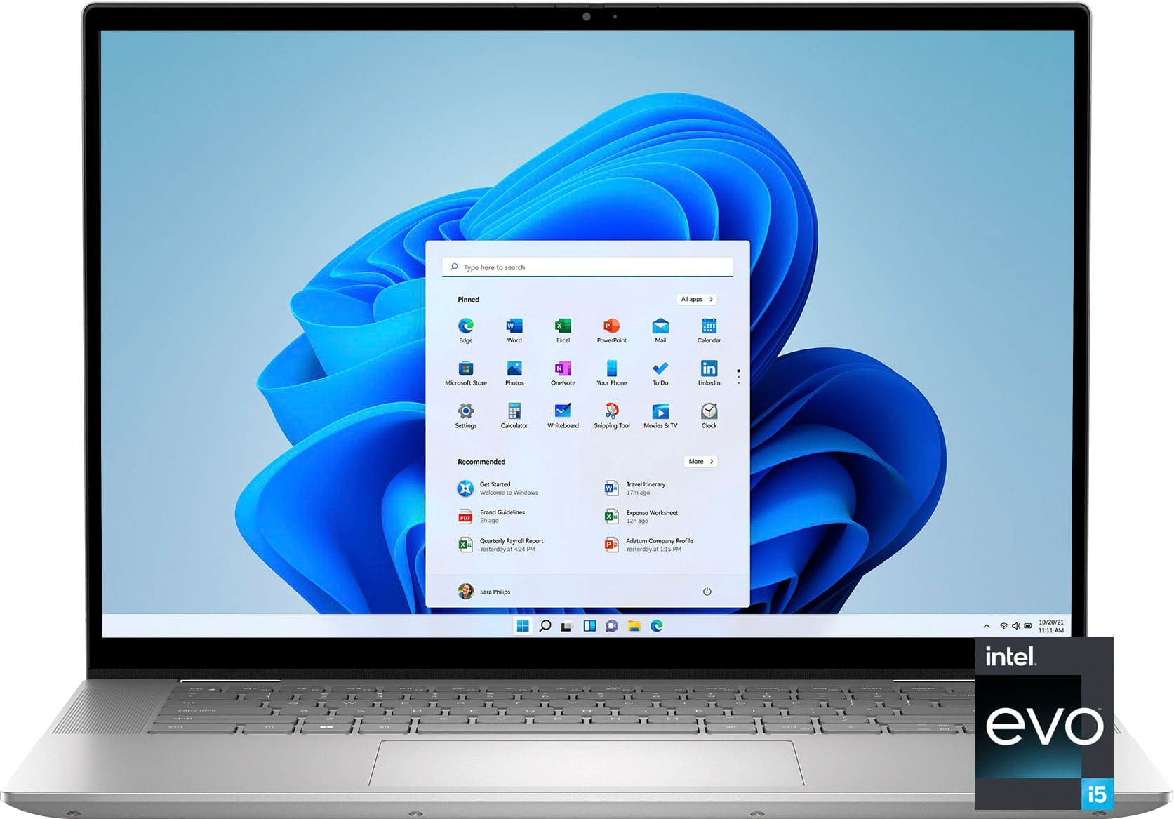 Front. Dell - Inspiron 16.0" 2-in-1 Touch Laptop - 13th Gen Intel Evo i5 - 8GB Memory - 512GB SSD - Platinum Silver.