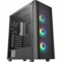 Thermaltake - V250 ARGB Air ATX Mid-Tower Case with Tempered Glass - Black - Front_Zoom
