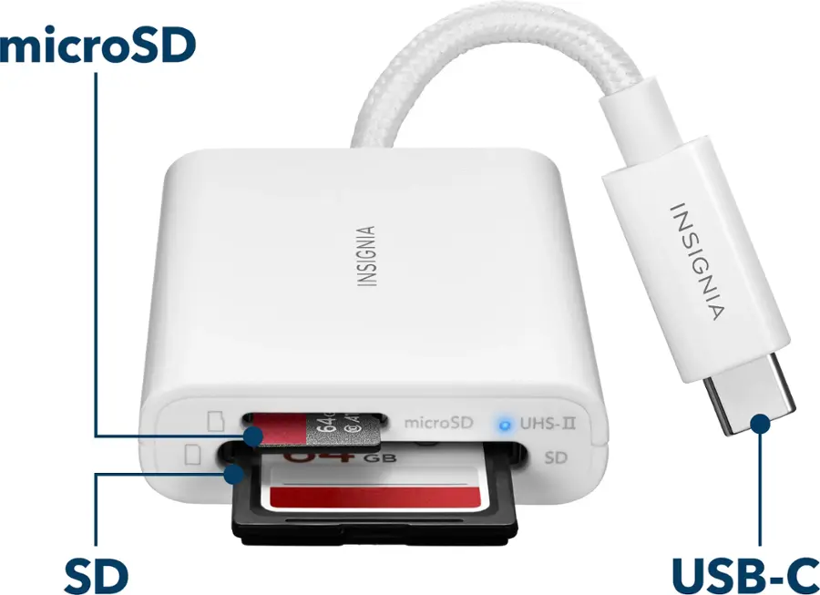 Usb Card Reader White Insignia™ USB C to SD/microSD Dual Slot Card Reader White NS-PA3CSDW ...