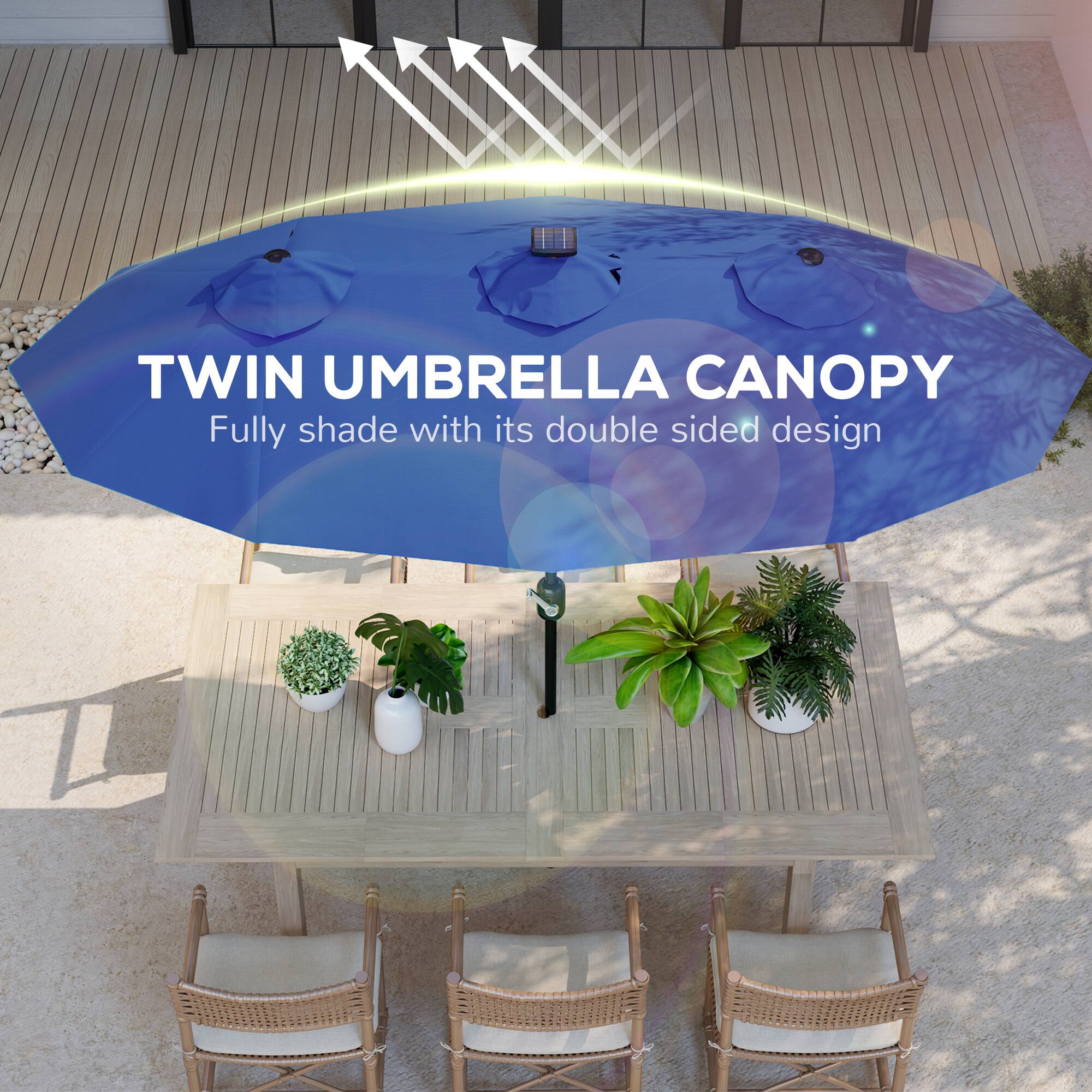 TWIN UMBRELLA CANOPY  
Fully shade with its double sided design