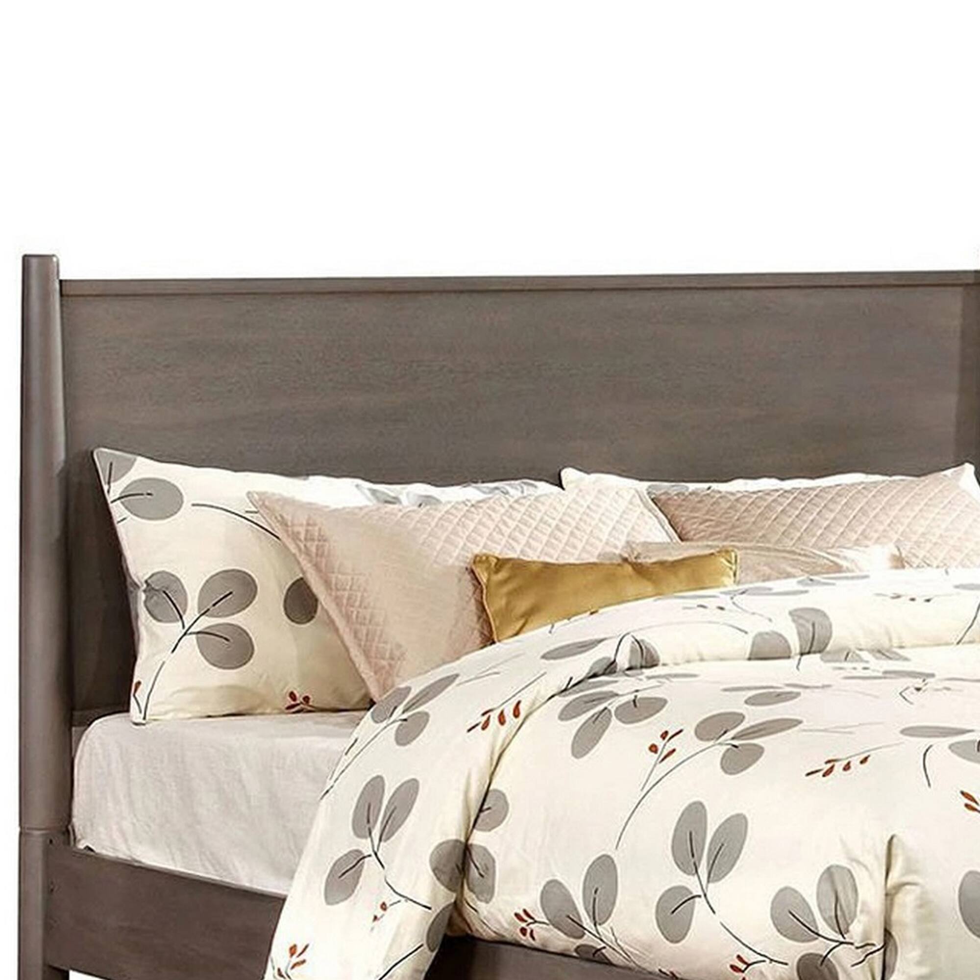 Alt View 1. Manhattan Lane - Wooden California King Size Bed with Panel Headboard, Gray - Gray.