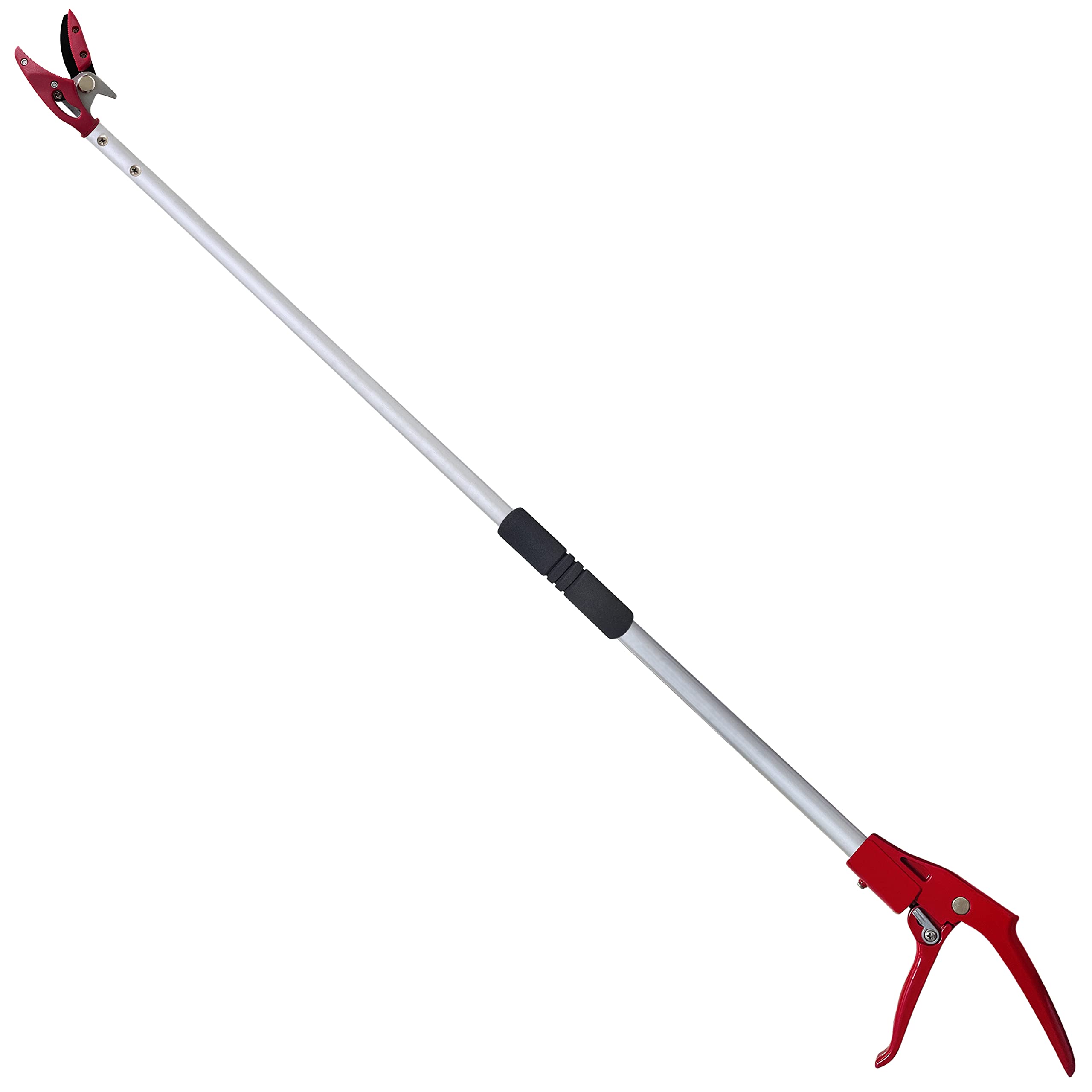 Front. JETRANSPORT - Tree Trimmer  4 Foot Pole Pruner Long Reach Pruning Shears Cut And Hold Garden Clippers Aluminum Lightweight H - Default.