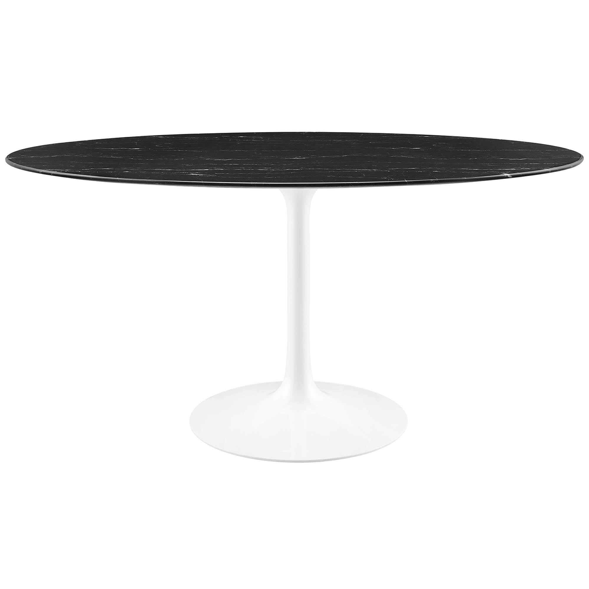 Front. Modway - Lippa 60" Oval Faux Marble Dining Table by Modway - White Black.