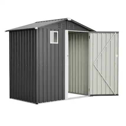 Front. Lirago - 6x4 FT Outdoor Storage Shed All-Weather Metal Shed with Lockable Doors - Gray.