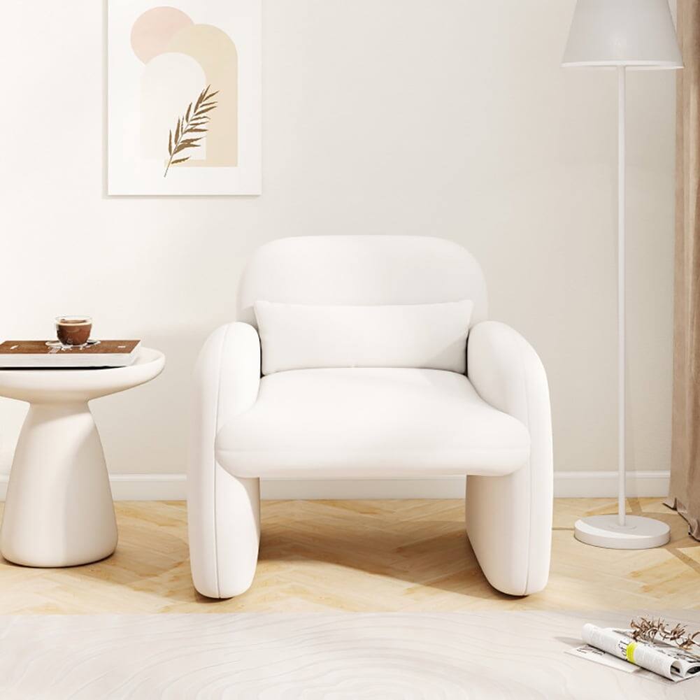Alt View 5. Pefilos - Modern Accent Chair with Waist Pillow and Armrests for Indoor as Home Living Room Bedroom - Beige.
