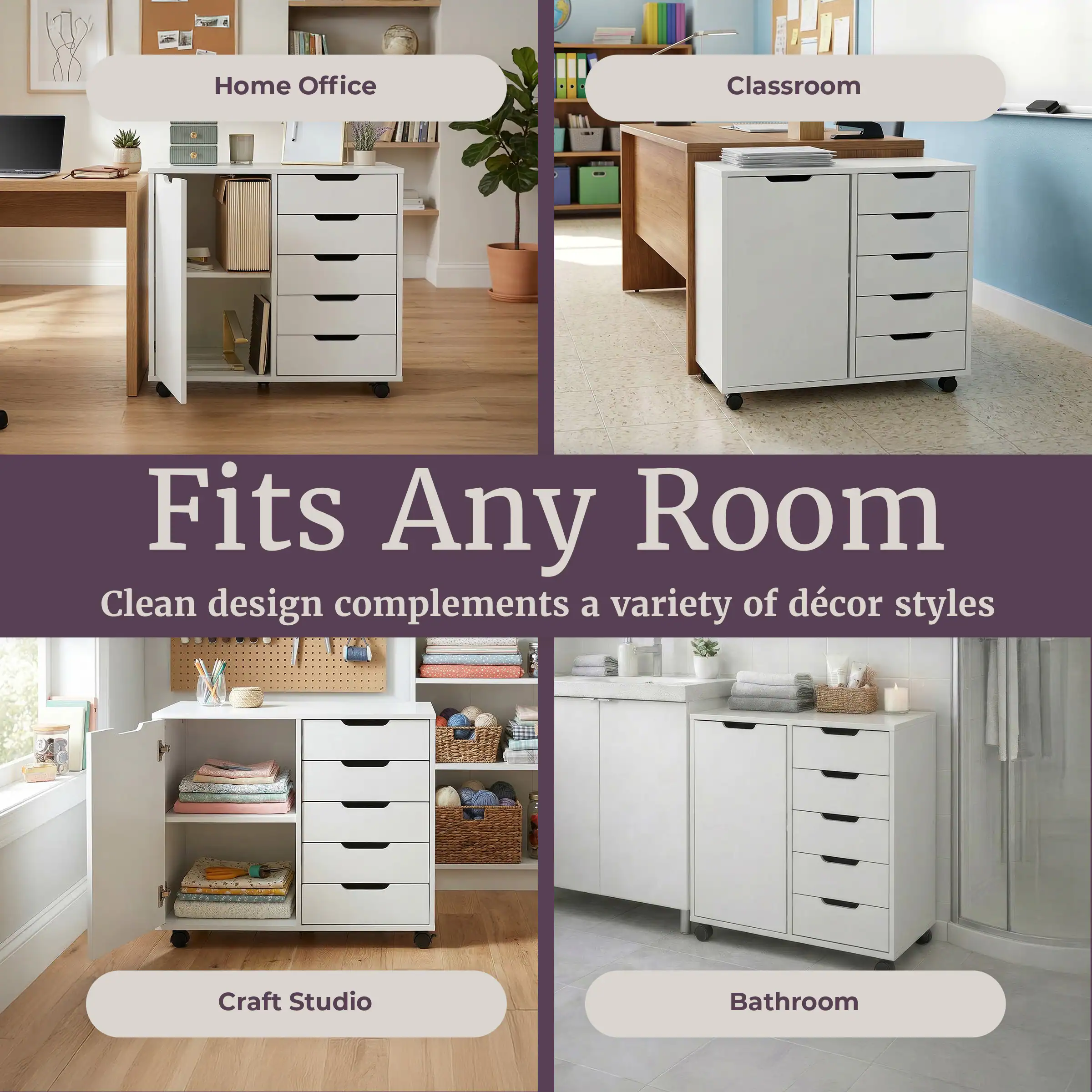 Home Office Classroom Fits Any Room Clean design complements a variety of décor styles M Craft Studio Bathroom