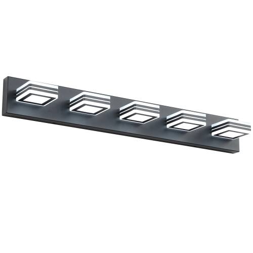 Alt View 5. LUCKY ONE - 32in Wall Mount LED Vanity Light, 5-Light Black Fixture with Square Acrylic Shades for Bathroom - Black.