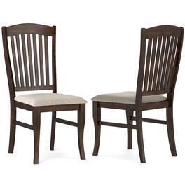 Gymax - Dining Chairs Set of 2 w/ Faux Leather Upholstered Seat Rubber Wood Frame - Brown