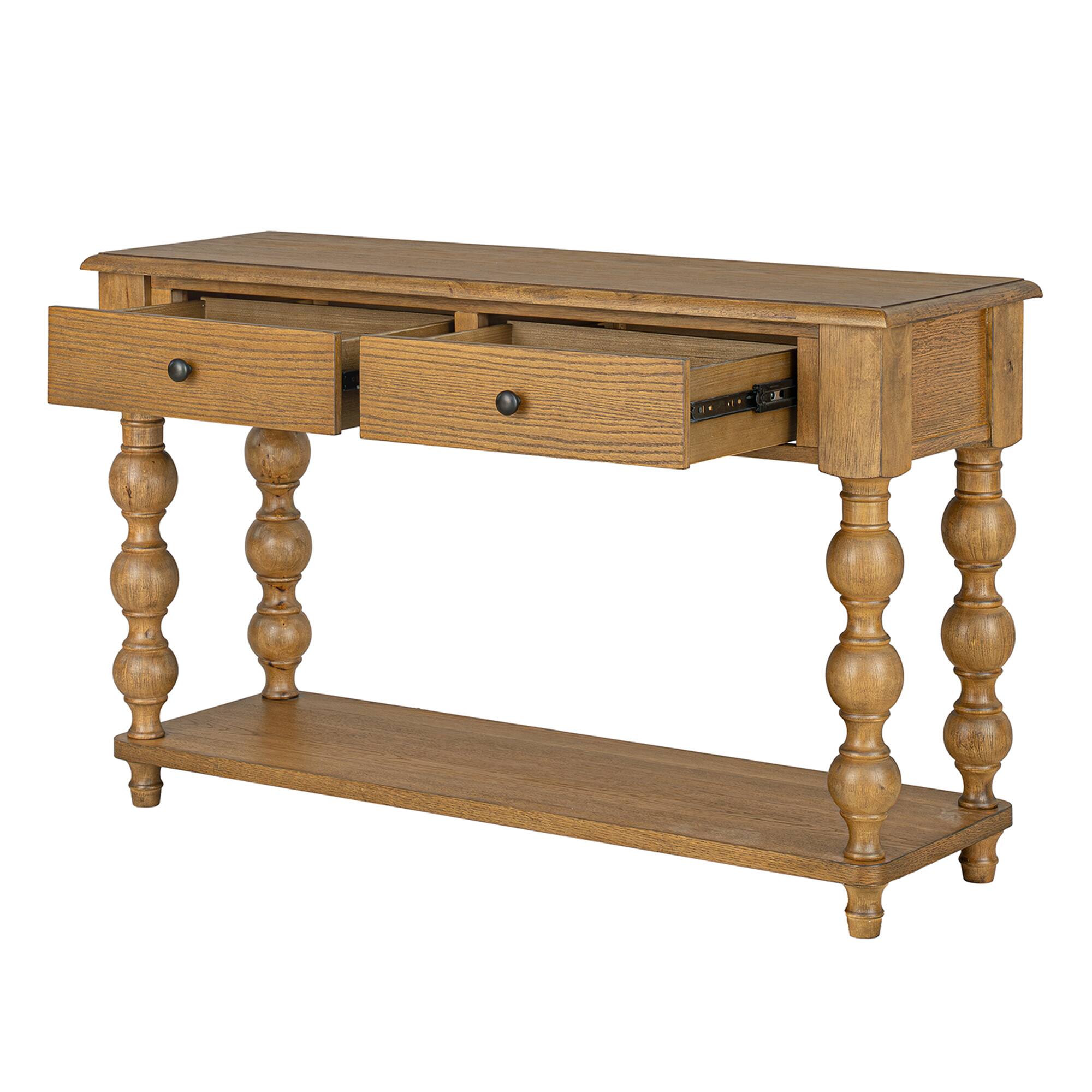 Alt View 3. ROME + OAK - ROME + OAK Stratford Rectangular Wood Console Table with Drawers, Natural Oak - Natural Oak.