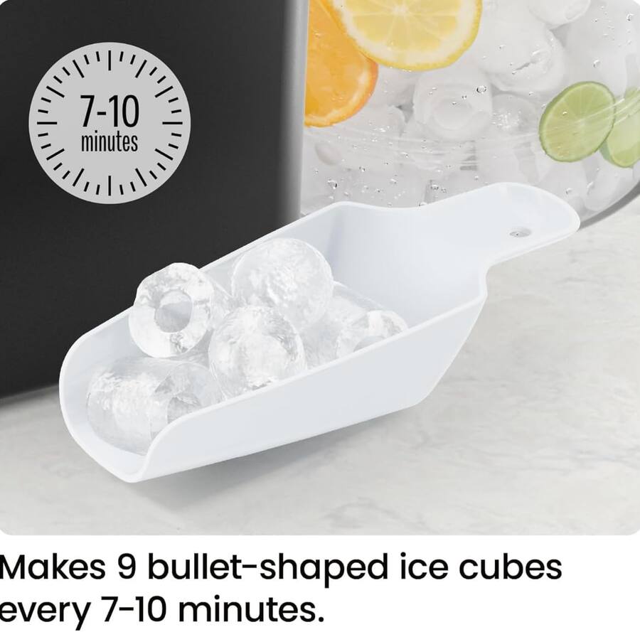 Chefman Dual Size Countertop Bullet Ice Machine w/ 0.88lb Capacity ...