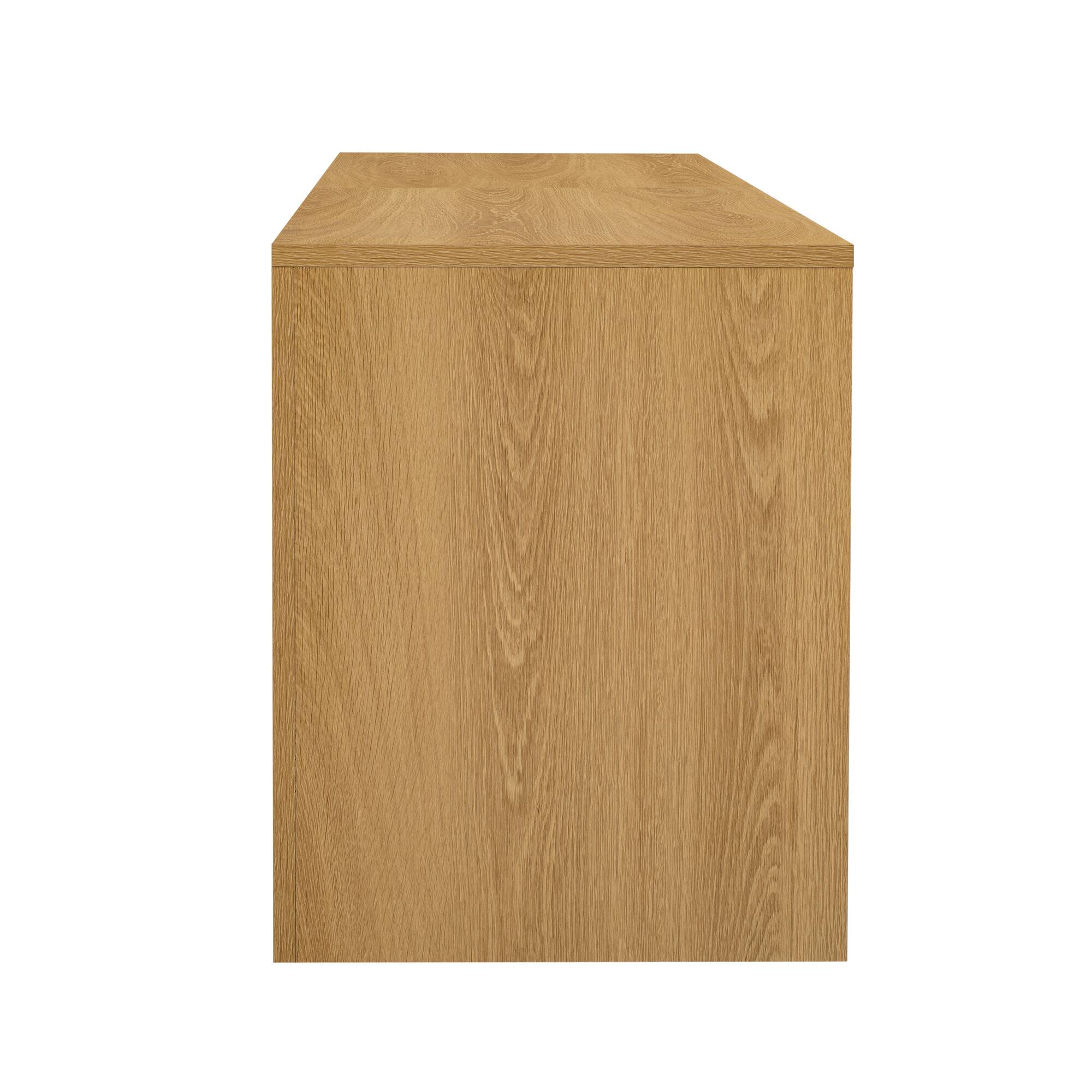 Left. PexFix - TV Stand for 90" TVs, Modern Media Console Entertainment Center with LED Lights & Tempered Glass - Natural.