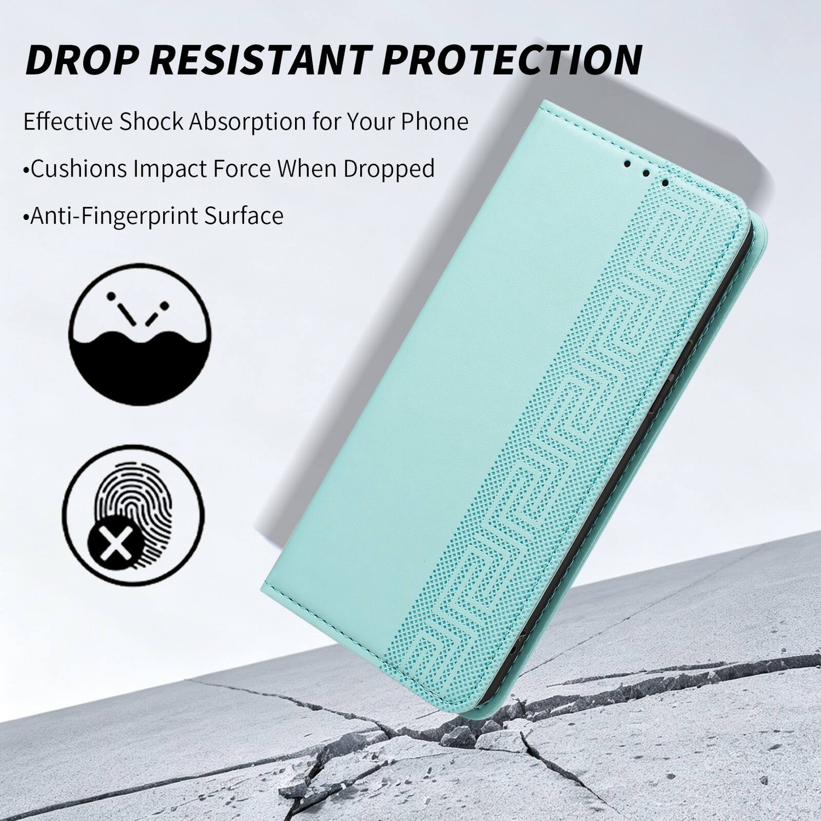 DROP RESISTANT PROTECTION  
Effective Shock Absorption for Your Phone  
- Cushions Impact Force When Dropped  
- Anti-Fingerprint Surface