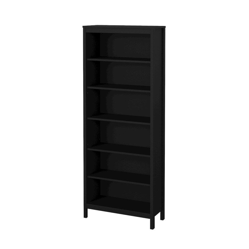 Left. Tvilum - Adjustable 6 Shelf Bookcase, Open Storage Home Office Bookshelf Matte - Black.