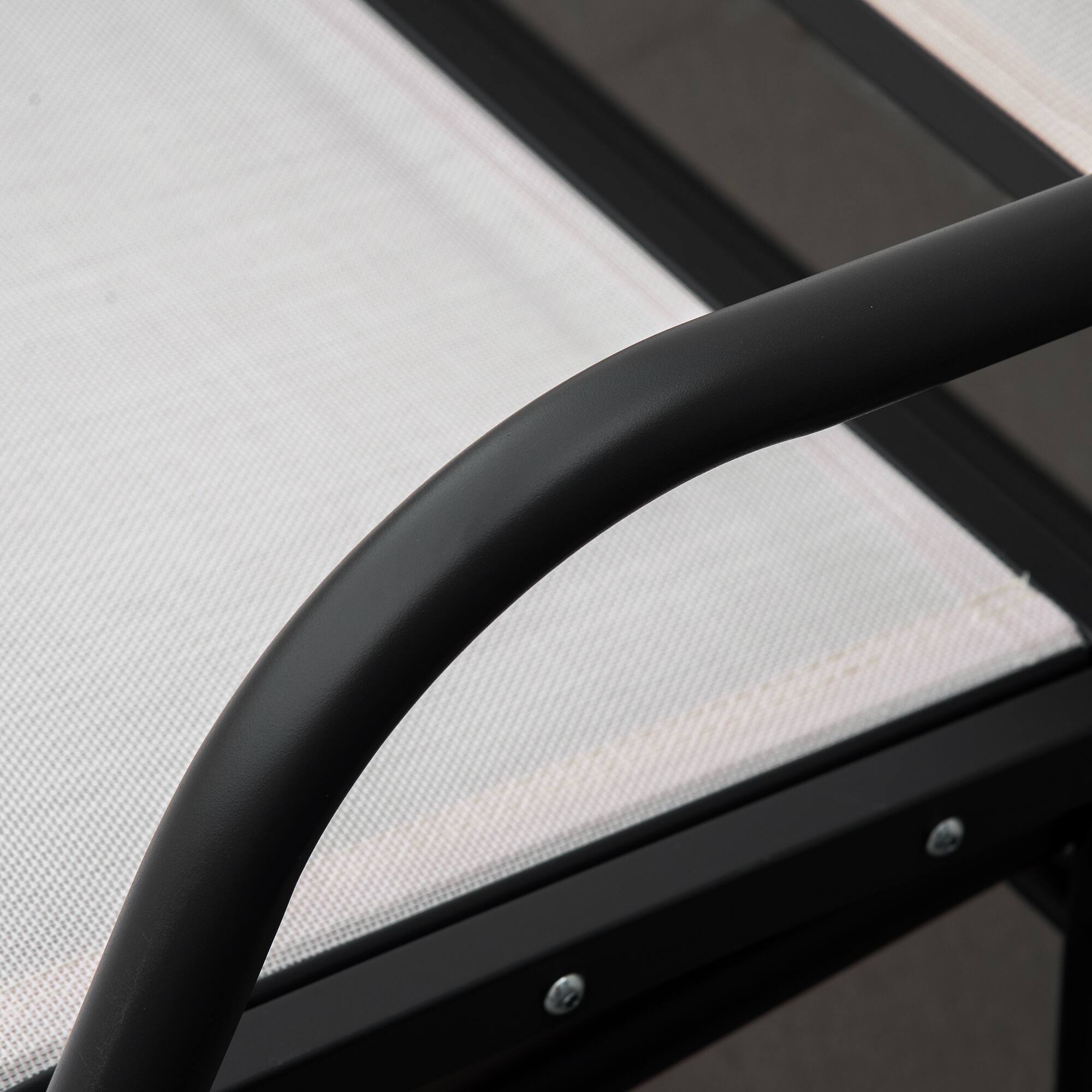 Alt View 5. Outsunny - 3-Person Patio Glider Bench, Outdoor Porch Glider Swing with 3 Seats, Breathable Mesh Fabric, Metal Frame, Cream White - Cream White.