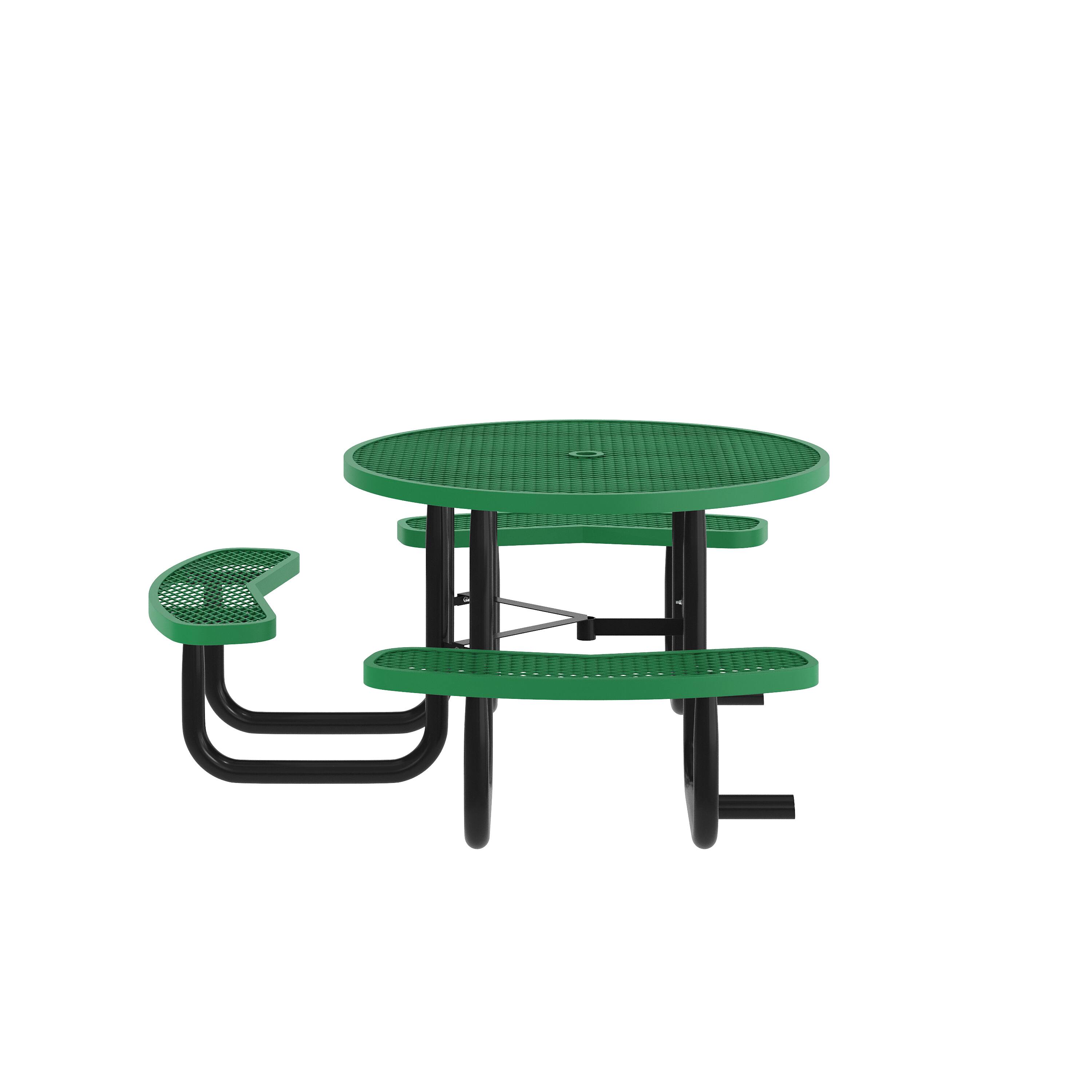 Left. Flash Furniture - Creekside 46" Round Wheelchair Accessible Commercial Outdoor Picnic Table with Heavy Gauge Expanded Metal Mesh Seats and - Green.