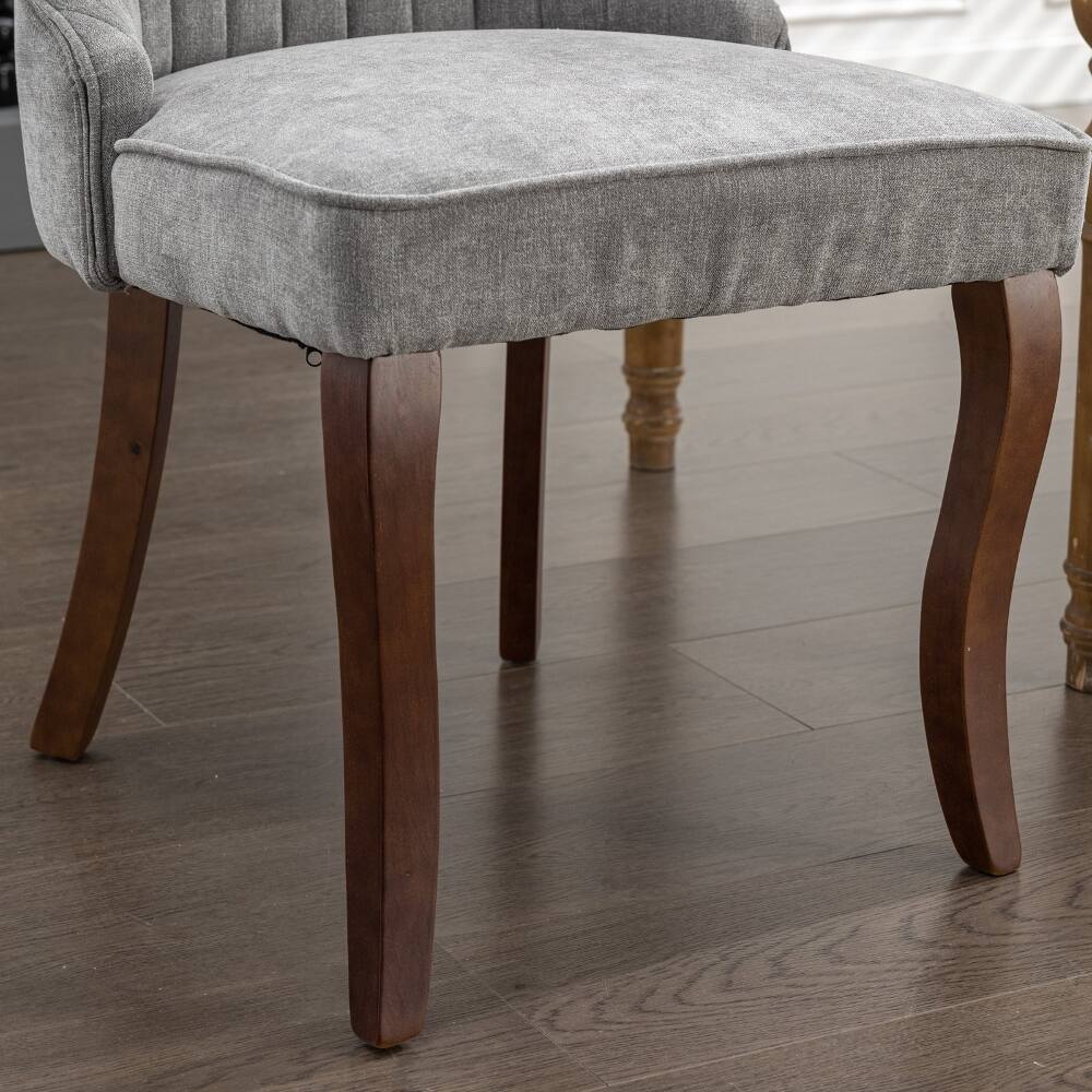 Alt View 7. Loheer - Loheer Gray Dining Chairs Set of 2 Upholstered High Back Fabric Kitchen Chairs with Solid Wood Legs - Gray.