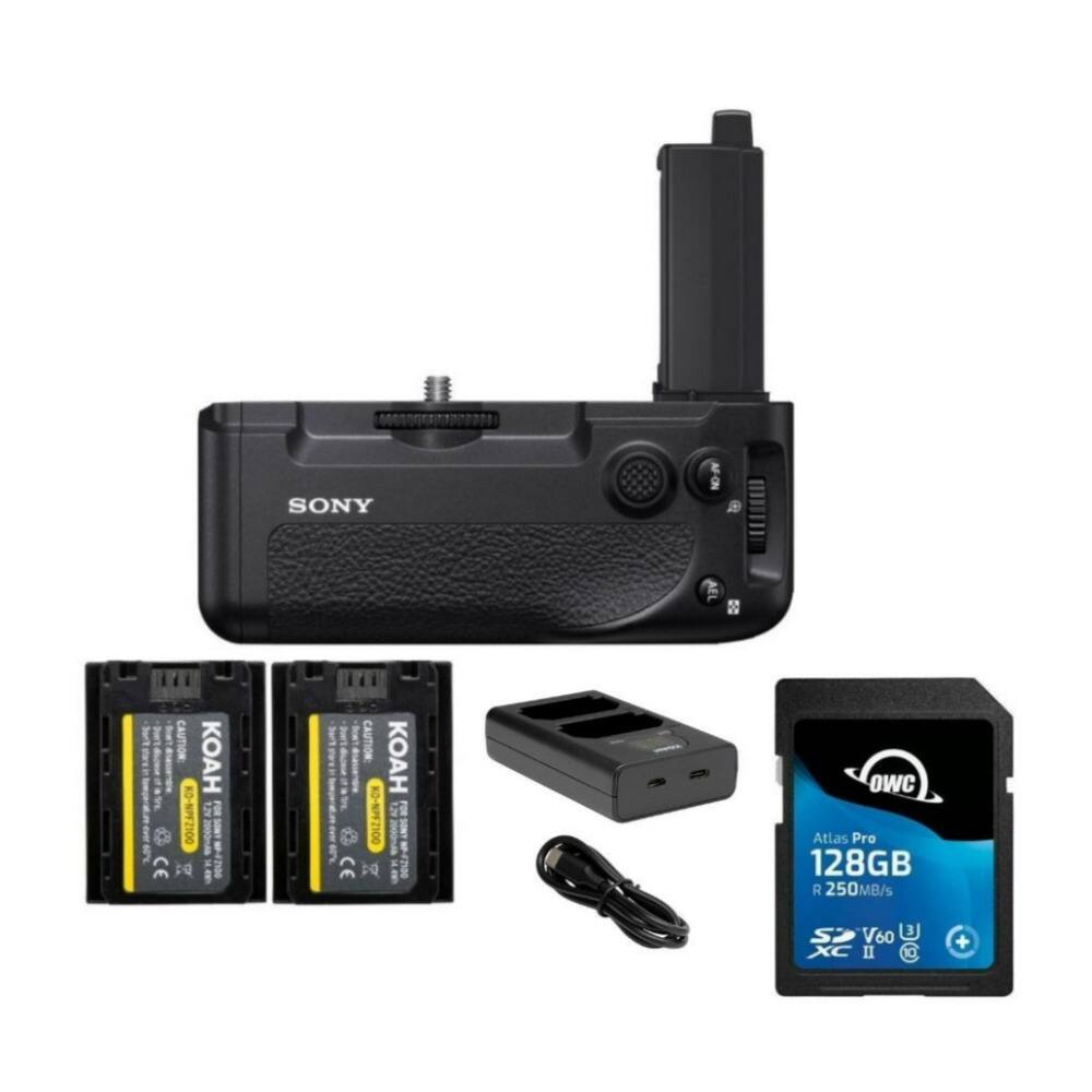 Sony - Vertical Grip for Alpha a7R IV Camera with 128GB Card Bundle