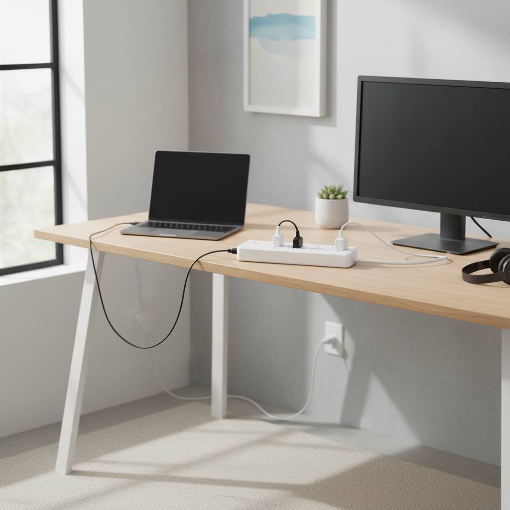 Alt View 1. Dazzed Corner - Surge Protector Power Strip, 8 FT Extension Cord - White.