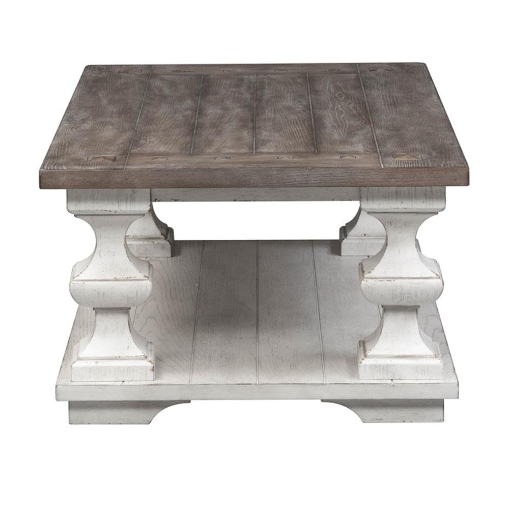 Left. Liberty Furniture Industries - Sedona Cocktail Table in Heavy Distressed White w/ Gravel Top - White.