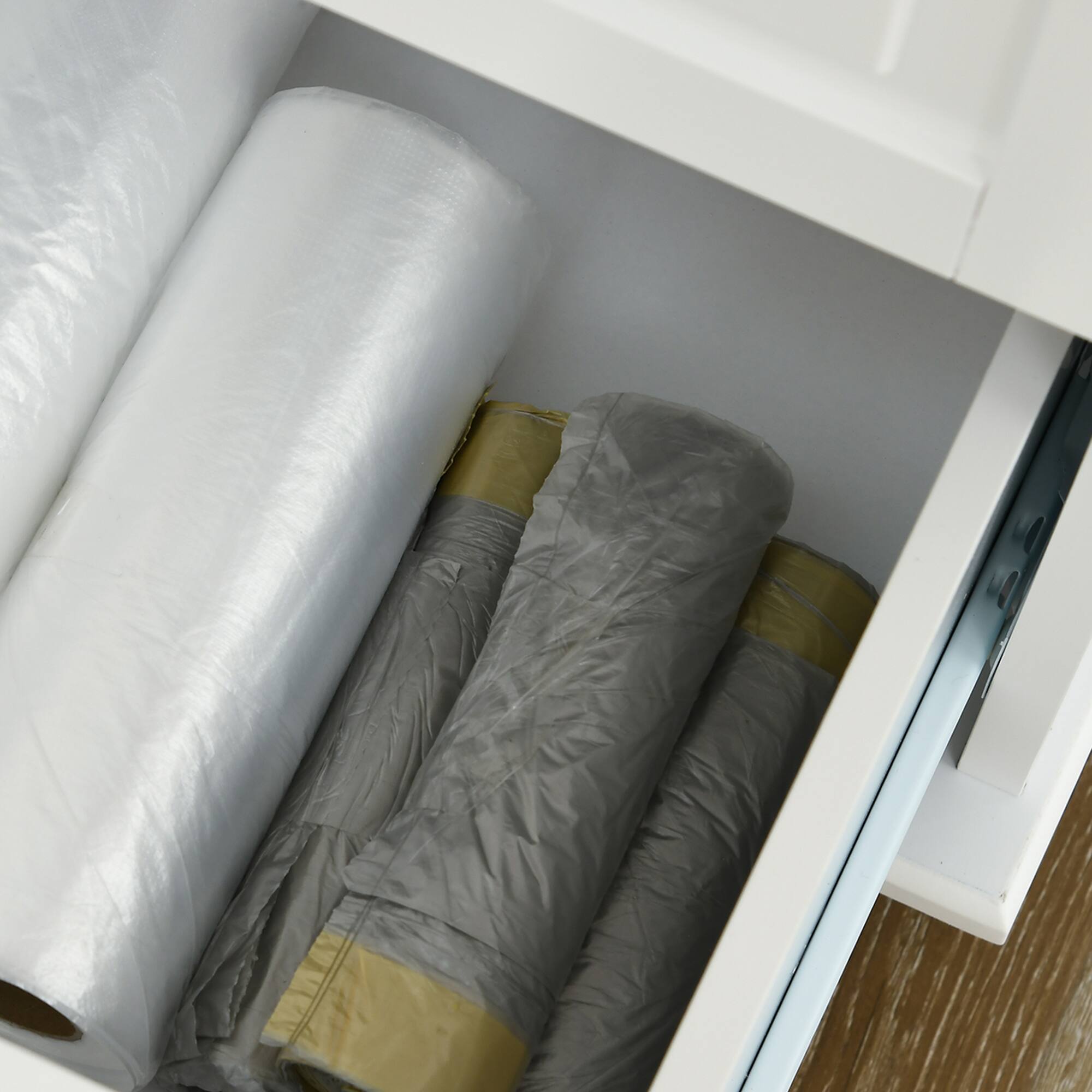 Alt View 8. Homcom - Drop Leaf Kitchen Island on Wheels, Rolling Kitchen Cart with Cabinet, 3 Drawers, Wooden Top, Towel Rack and Spice Rack - White.