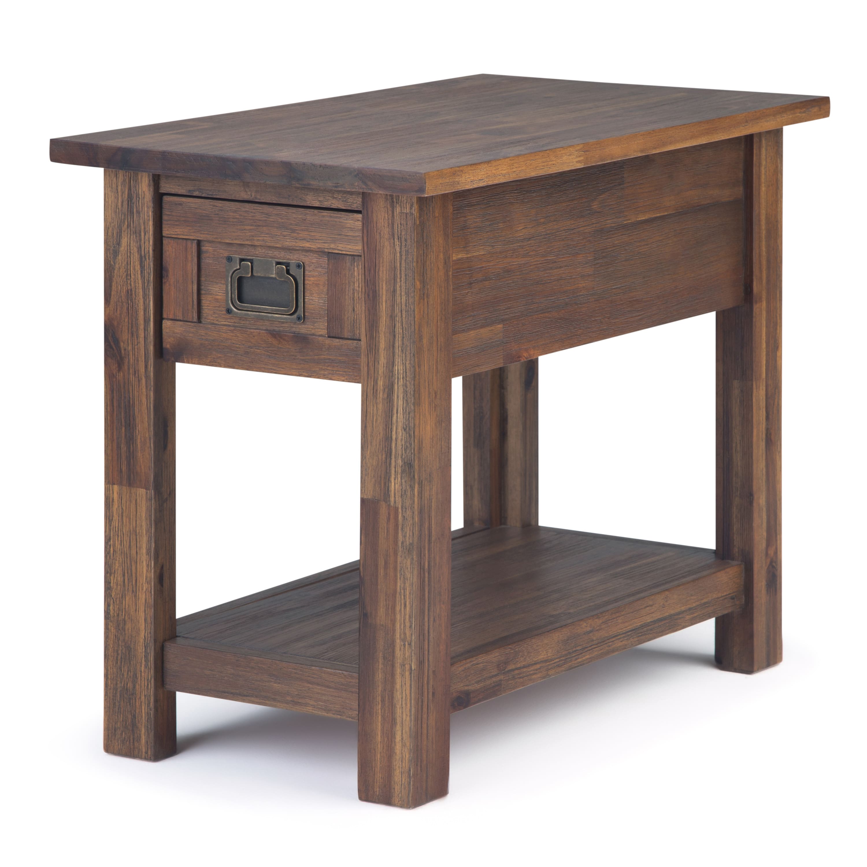 Angle. Simpli Home - Monroe Narrow Side Table - Distressed Charcoal Brown.
