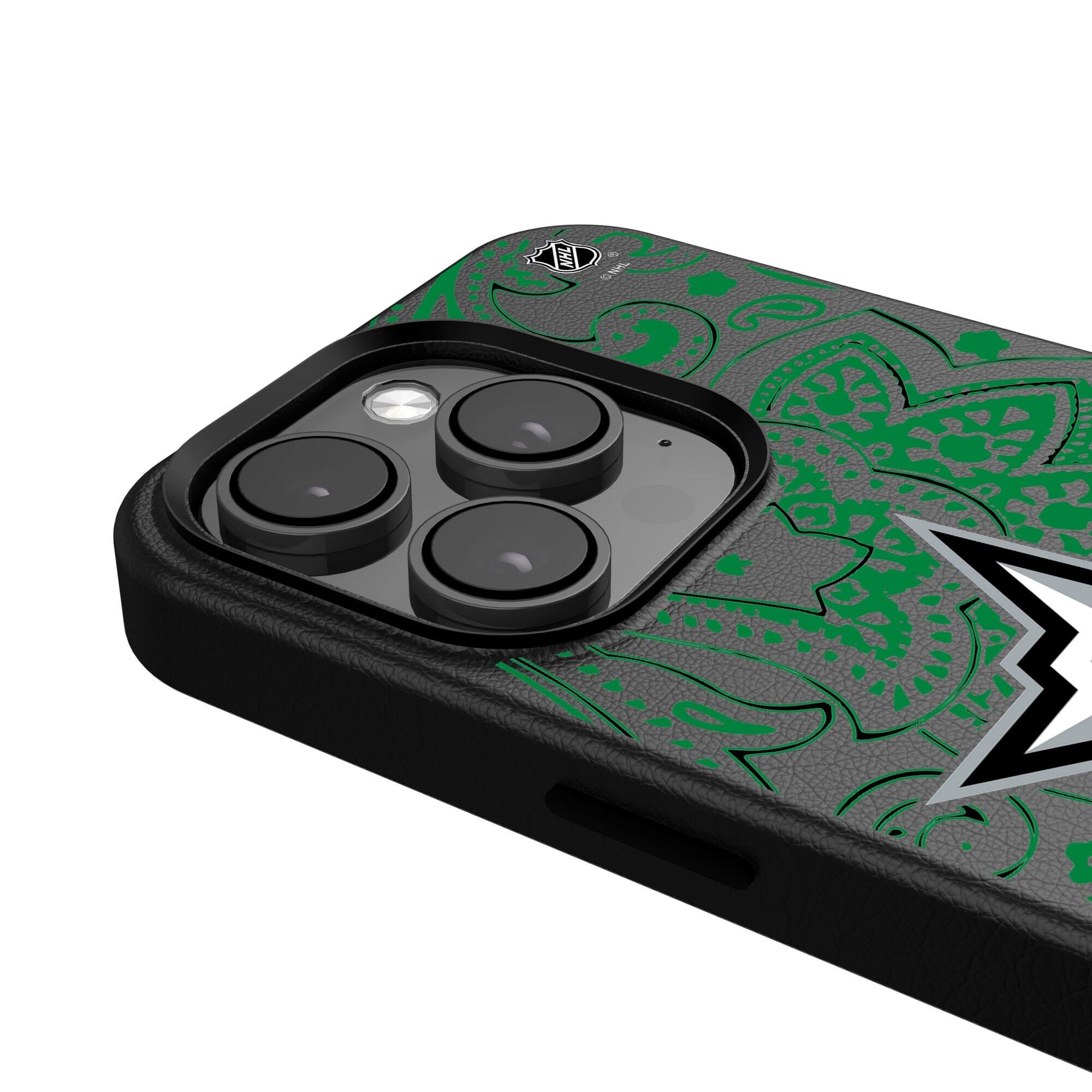 Alt View 3. Keyscaper - Black Dallas Stars Paisley iPhone Magnetic Bump Case - 16 - Black.