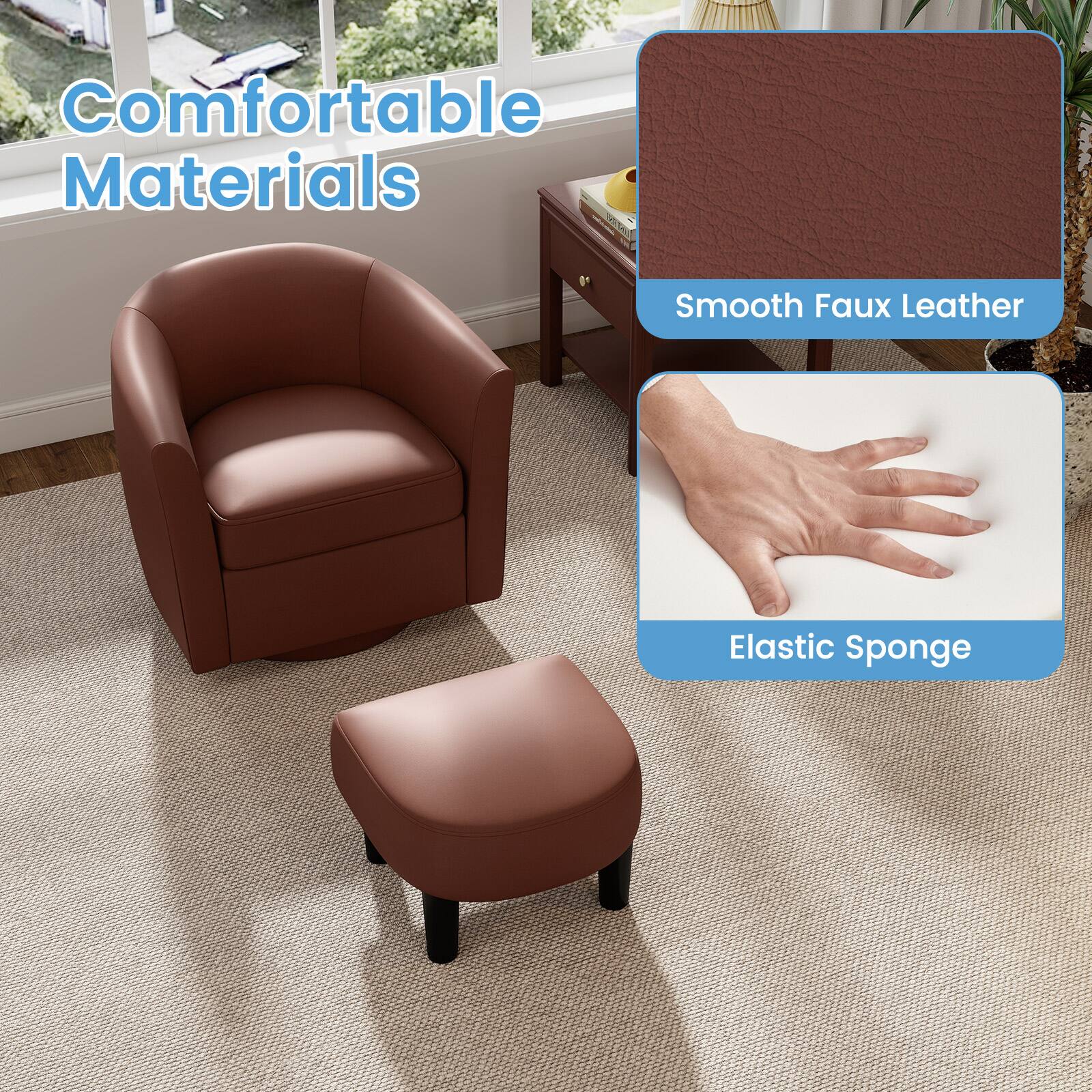 Comfortable Materials

- Smooth Faux Leather
- Elastic Sponge