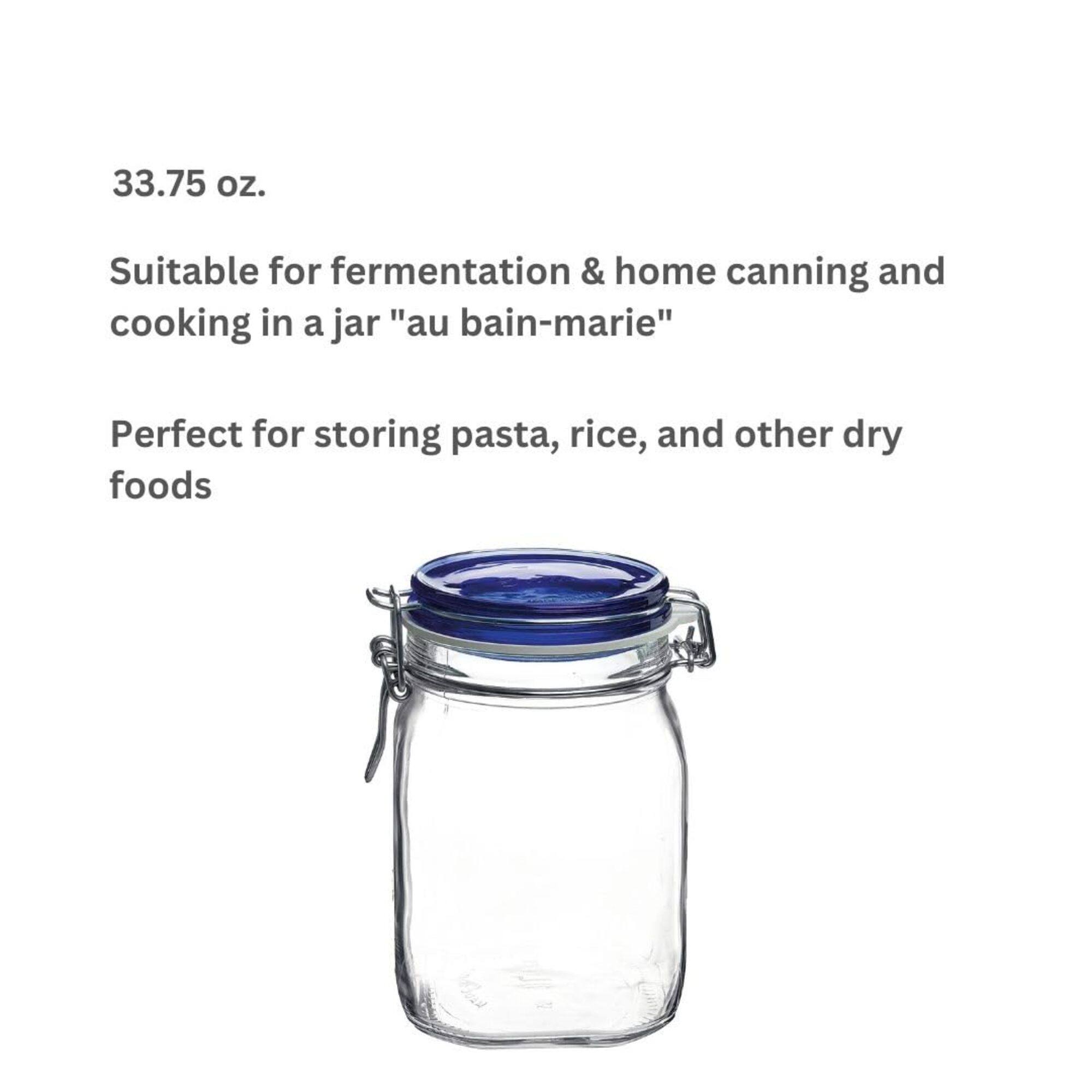 33.75 oz. Suitable for fermentation & home canning and cooking in a jar "au bain-marie" Perfect for storing pasta, rice, and other dry foods