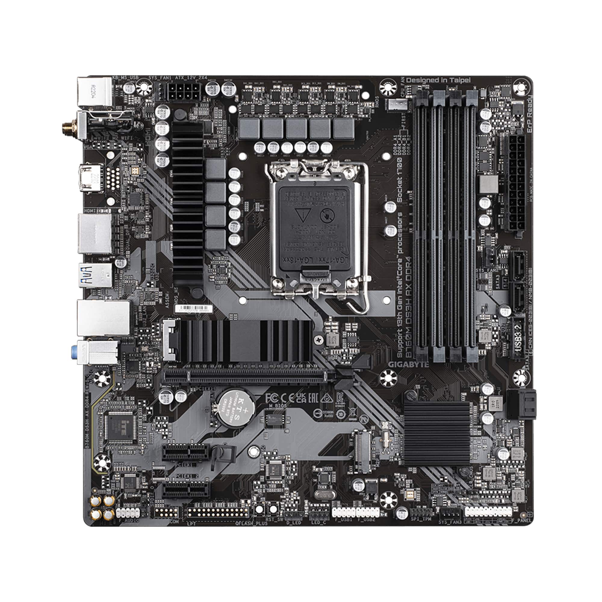 GIGABYTE - B760M DS3H AX (Socket LGA 1700) Intel B760 mATX DDR4 Motherboard - Black