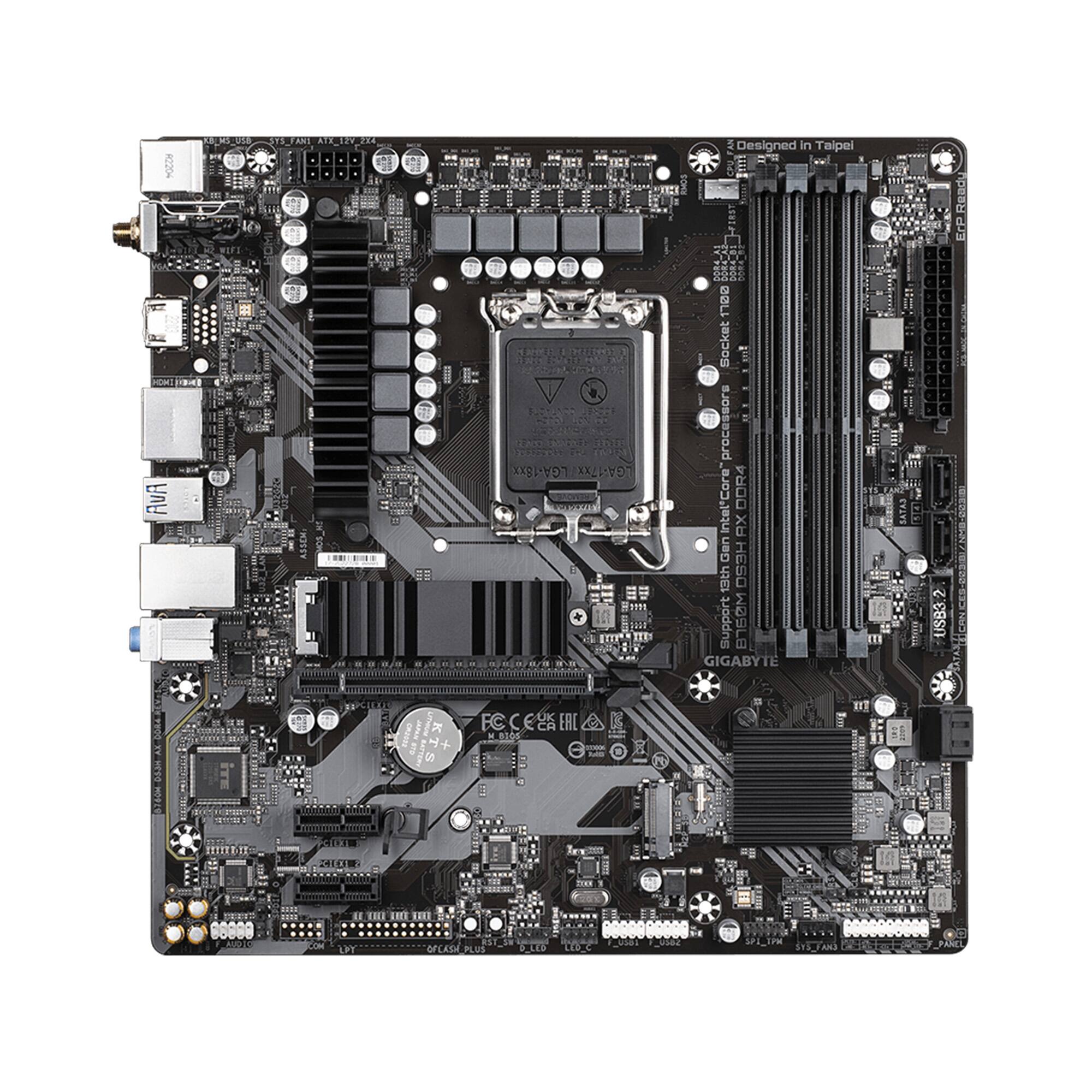 GIGABYTE - B760M DS3H AX (Socket LGA 1700) Intel B760 mATX DDR4 Motherboard - Black