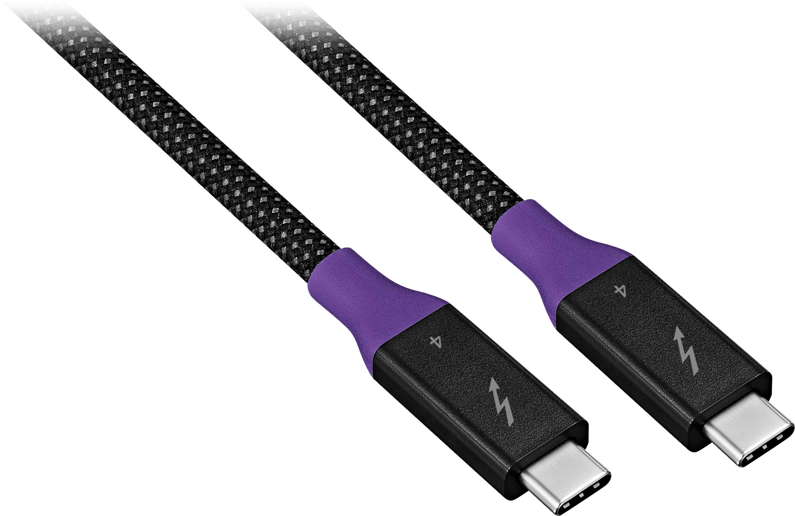 Angle. Insignia™ - 3.28ft (1m) Thunderbolt 4 cable, USB-C to USB-C Cable Supports 8K Display / 40Gbps Data Transfer / 240W Power Delivery - Black/Gray.
